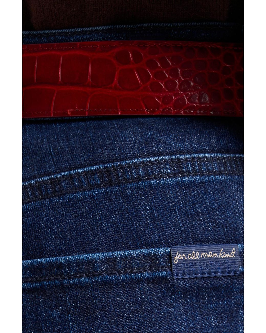 7 For All Mankind Blue Dark Wash Straightleg Rollcuff Jeans