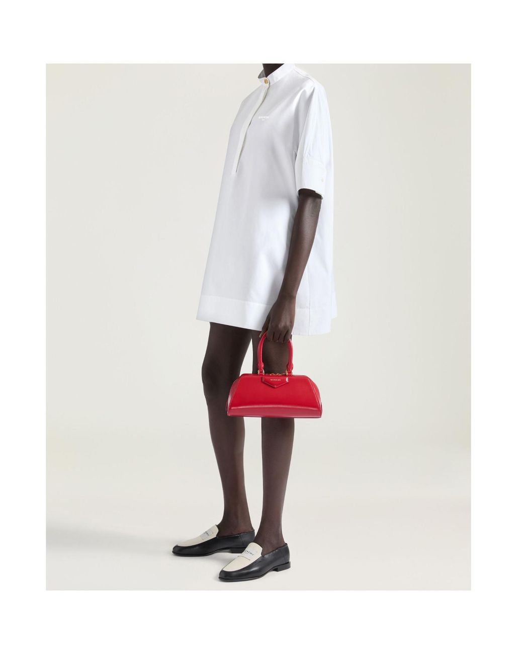 Givenchy White Stand-Collar Mini Shirt Dress