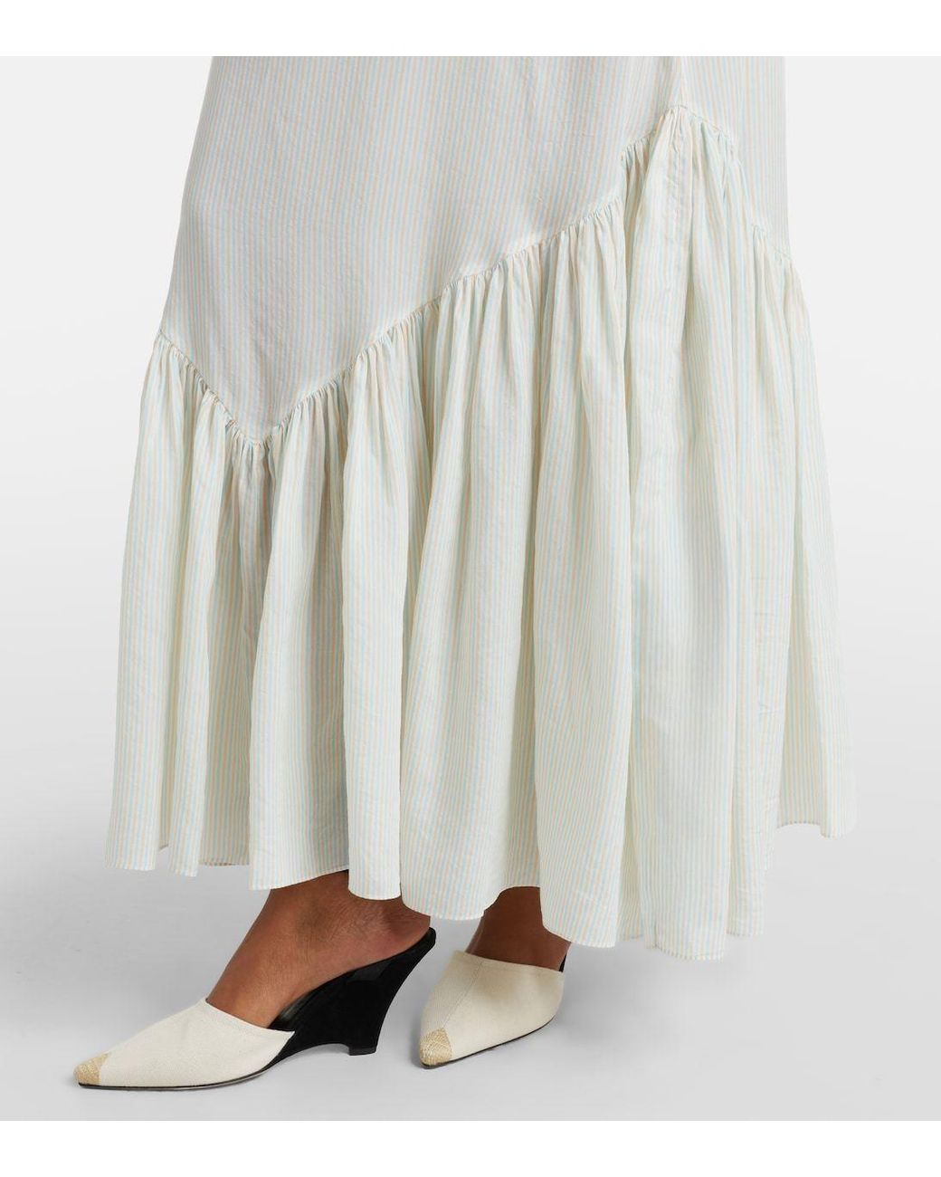 Patou White Striped Halterneck Open-Back Maxi Dress