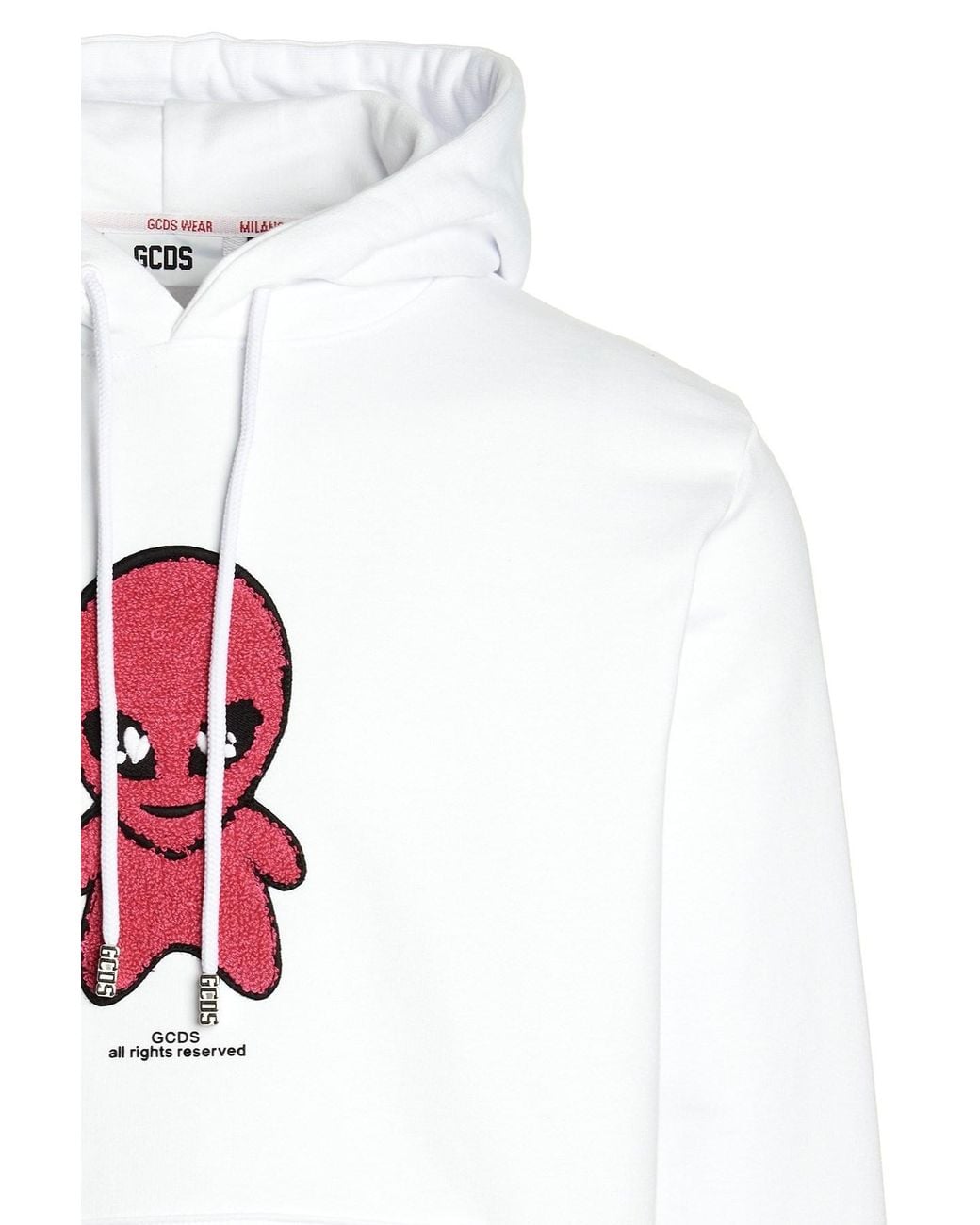 Gcds White Weirdo Drawstring Hoodie for men