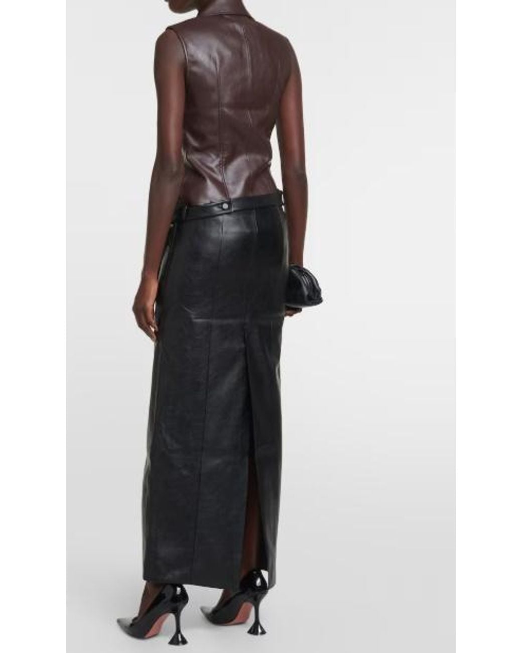 AYA MUSE Black Atyri Coated Midi Skirt