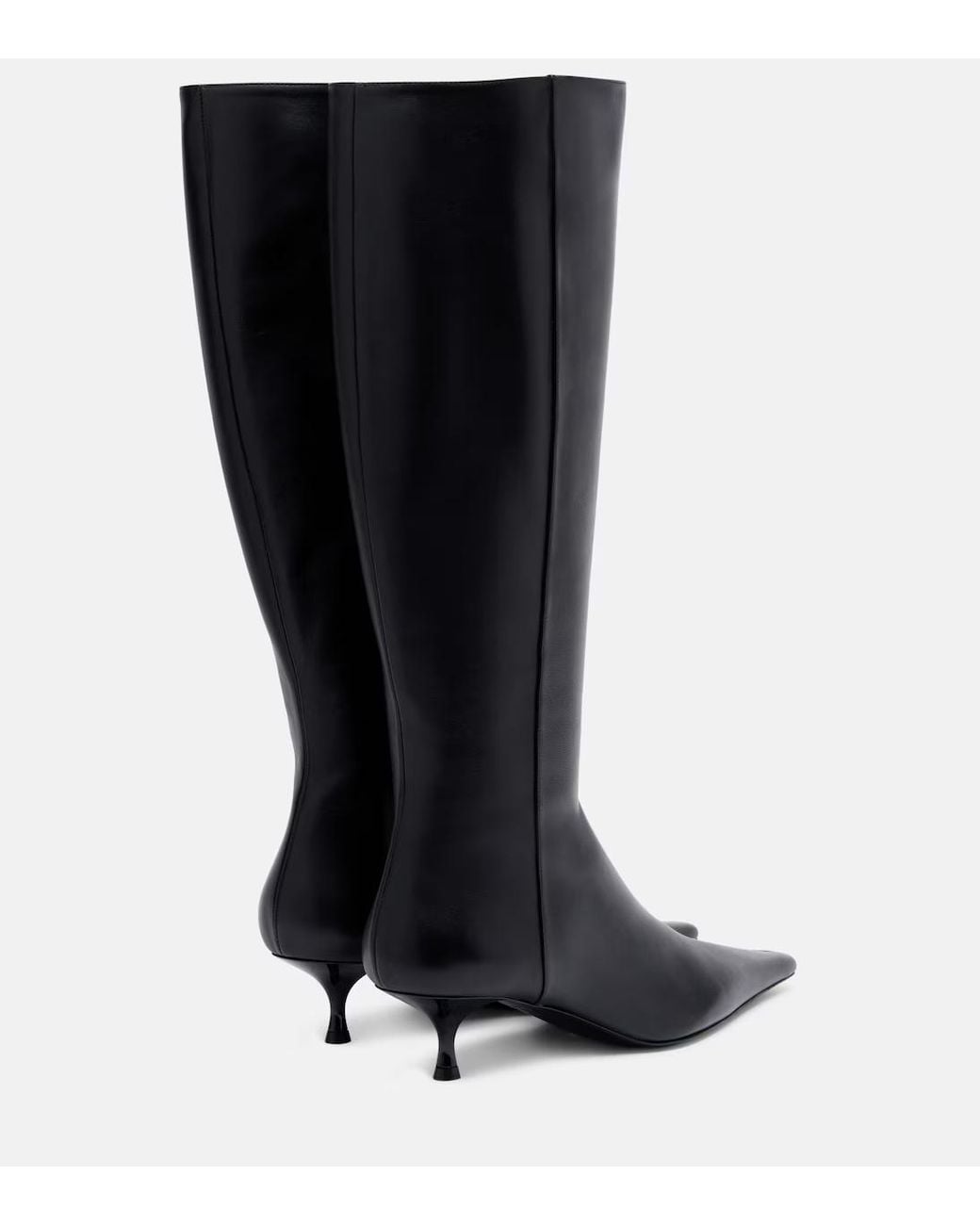Victoria Beckham Black Pointy 45 Leather Knee-High Boots