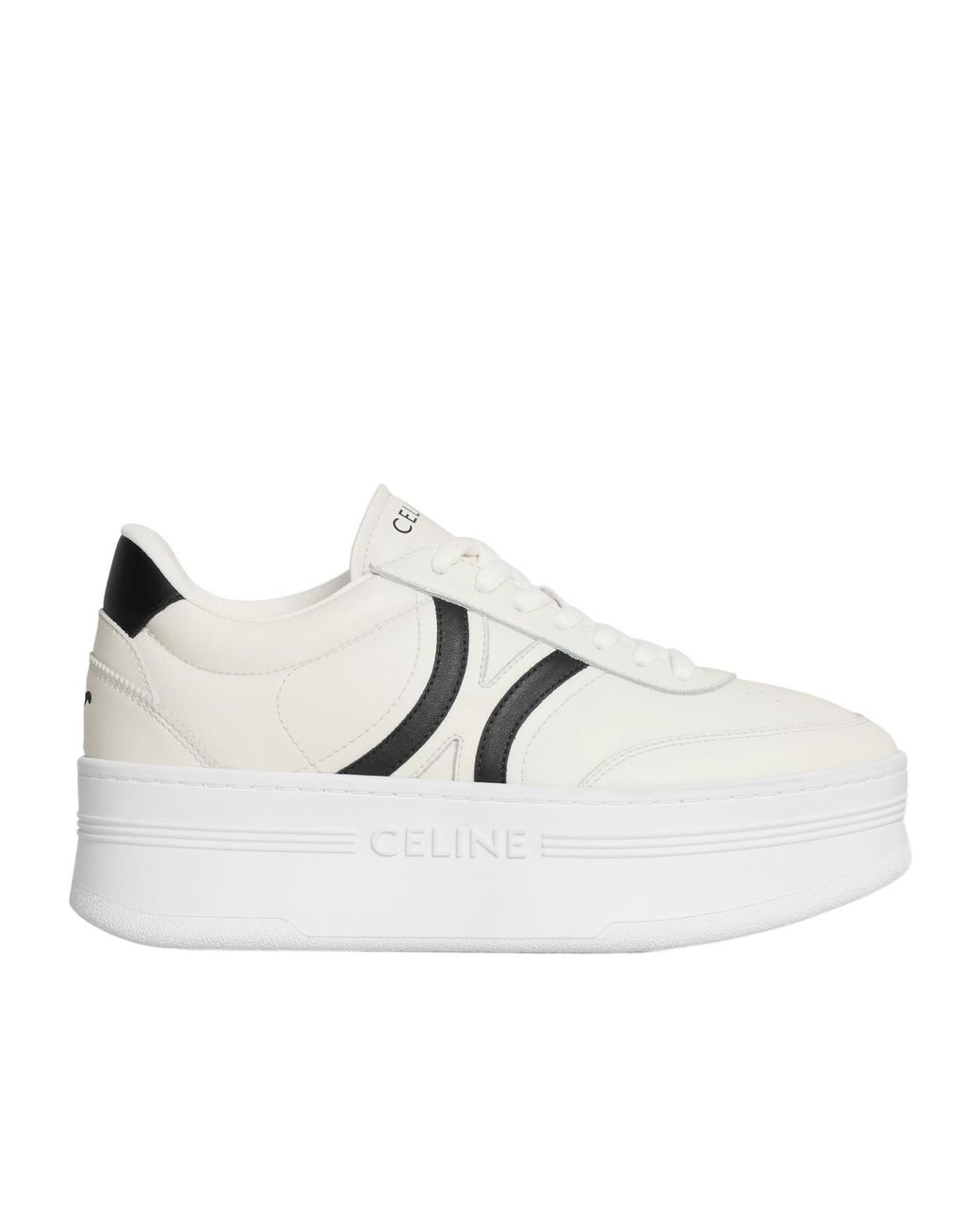 Céline White Block Sneakers With Back Triomphe And Wedge Outsole