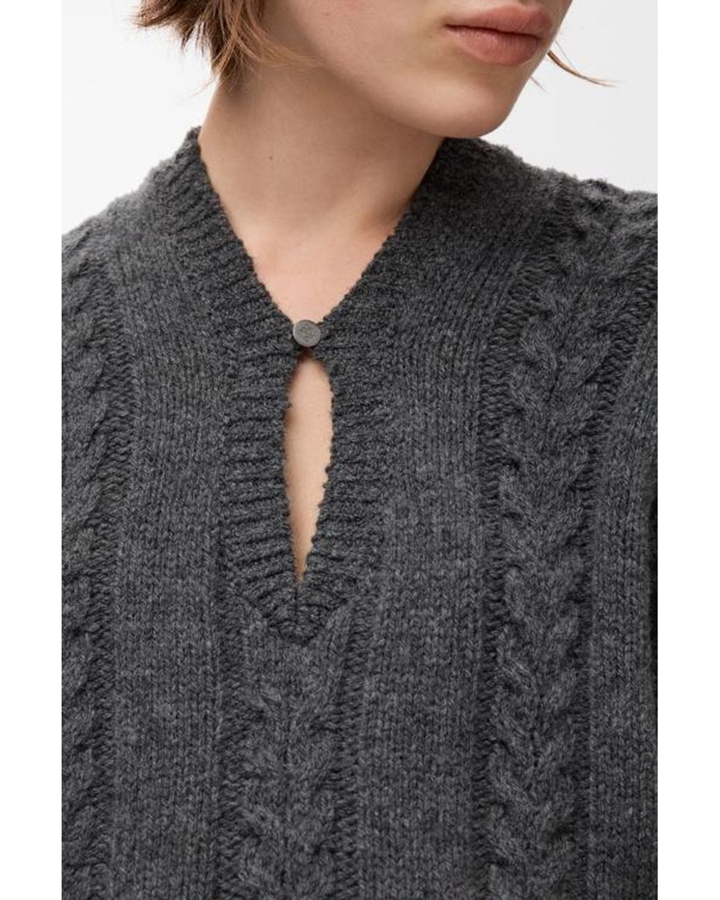Loewe Gray V-Neck Knitted Jumper