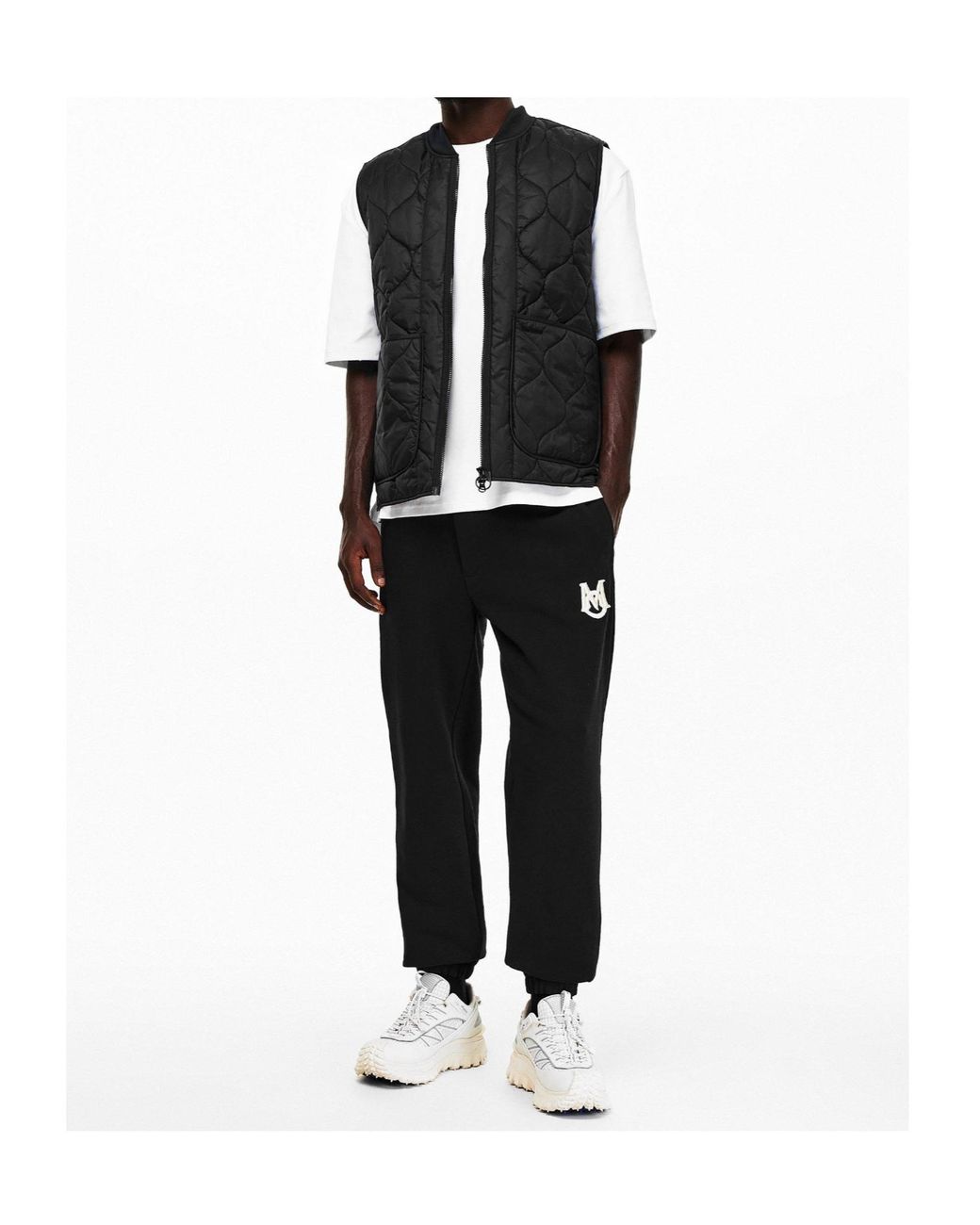 Moncler Black Cotton-Blend Jogger Pants for men