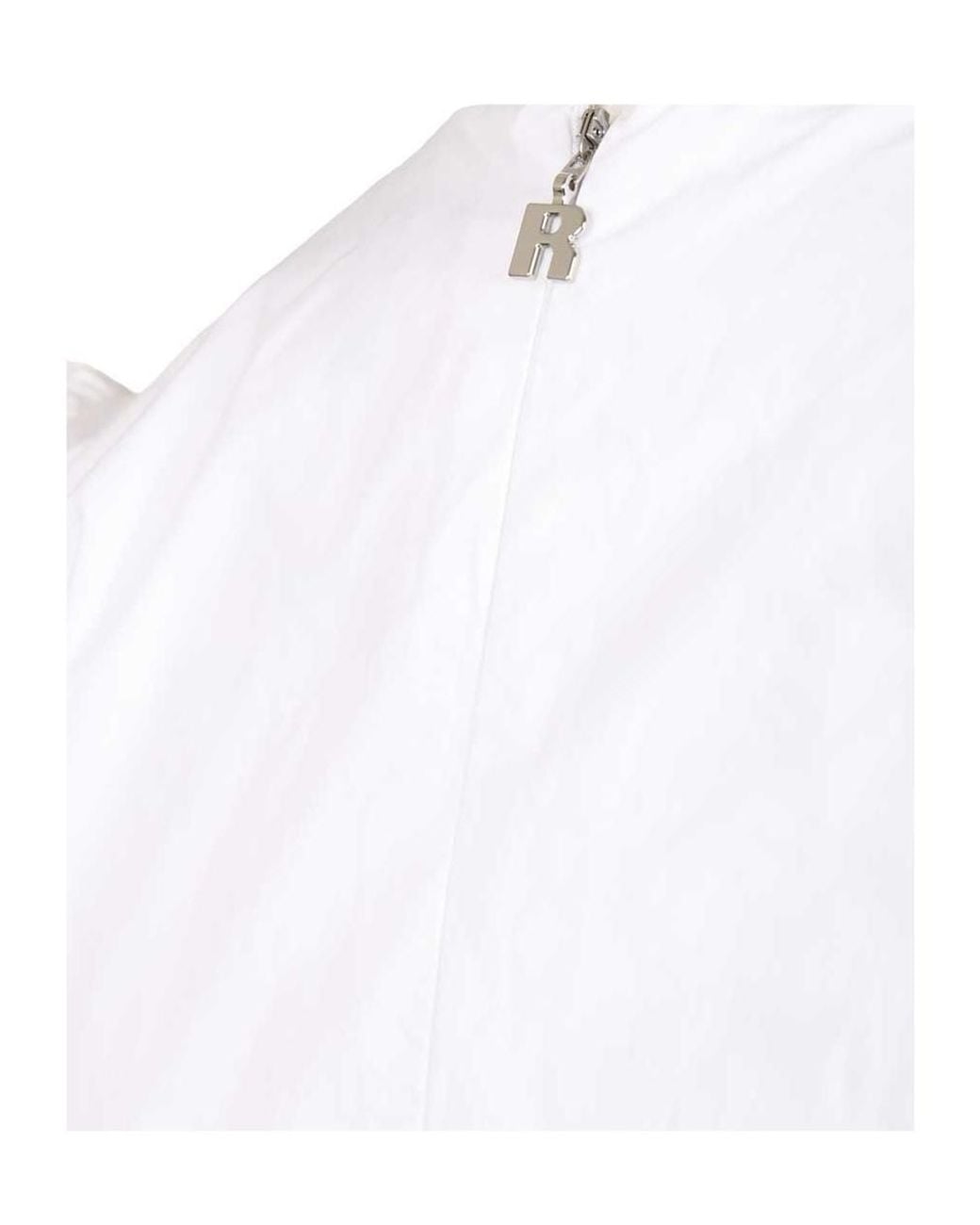 ROTATE BIRGER CHRISTENSEN White Short Puff Sleeved Crewneck Straight Top