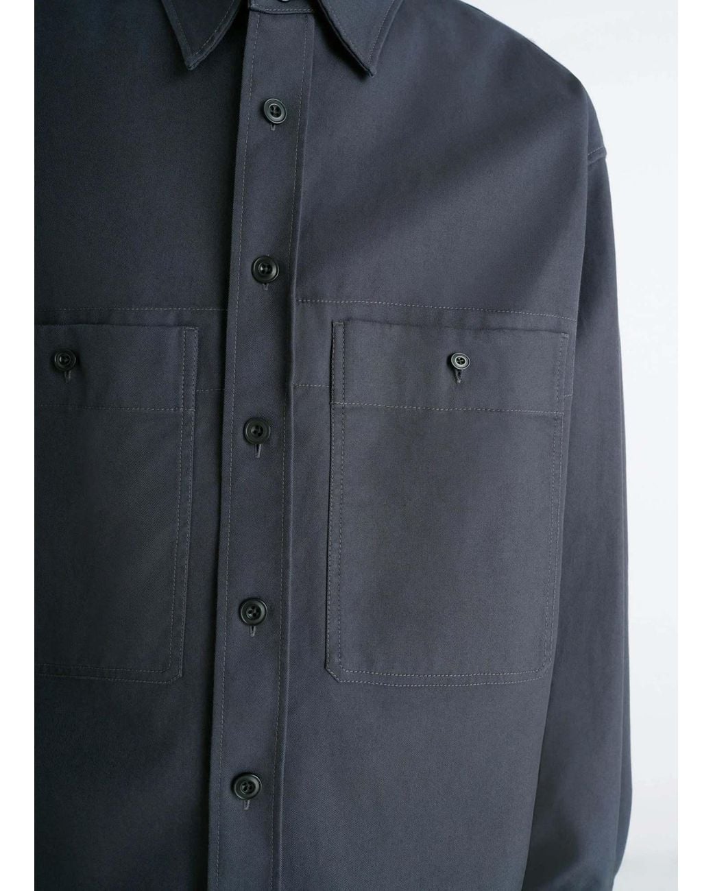 Lemaire Blue Long Sleeved Buttoned Overshirt for men