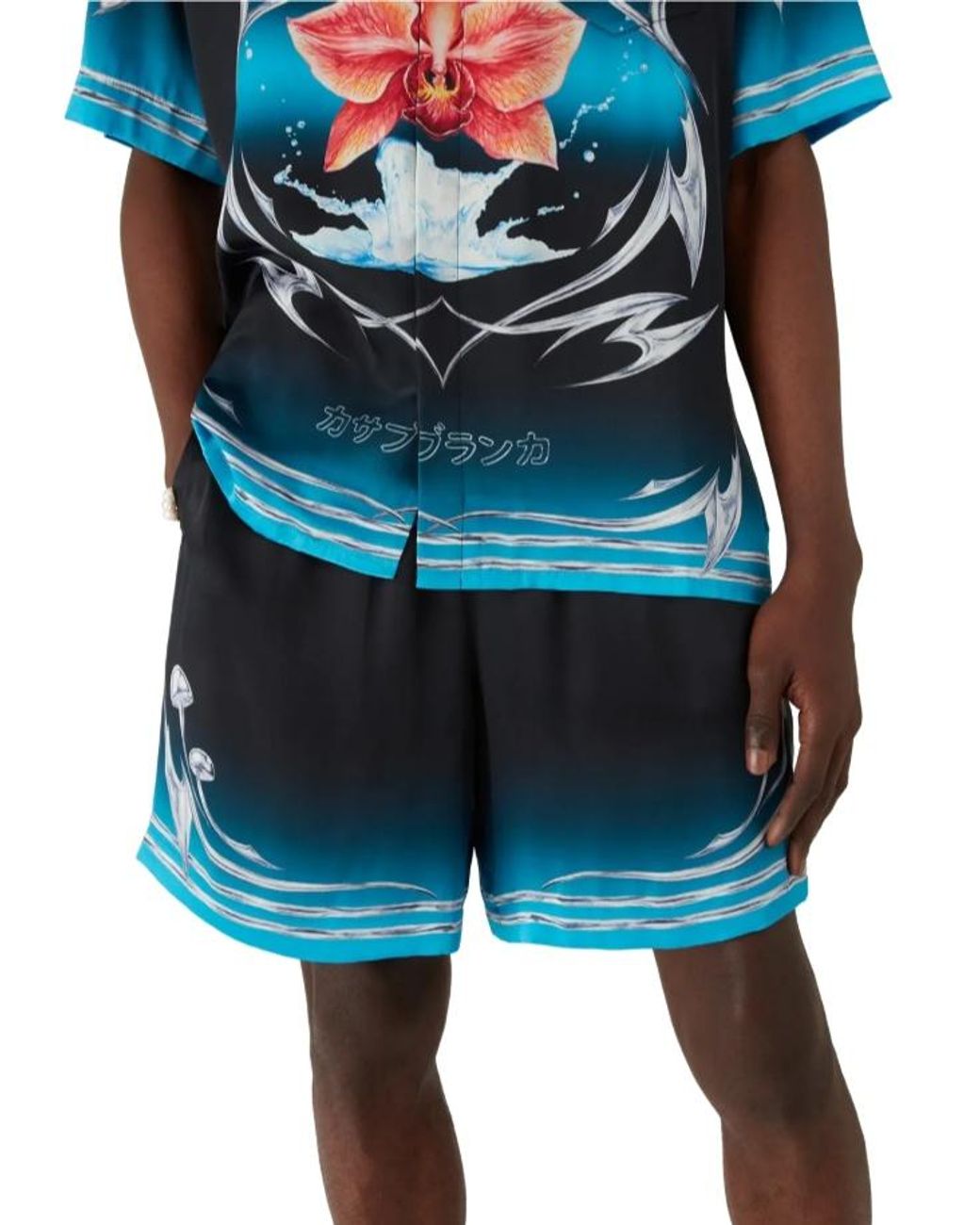 Casablanca Blue Blades Mushroom-Print Shorts for men