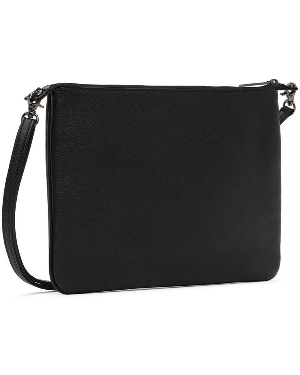 Yohji Yamamoto Black Discord Logo Embroidered Zipped Shoulder Bag for men