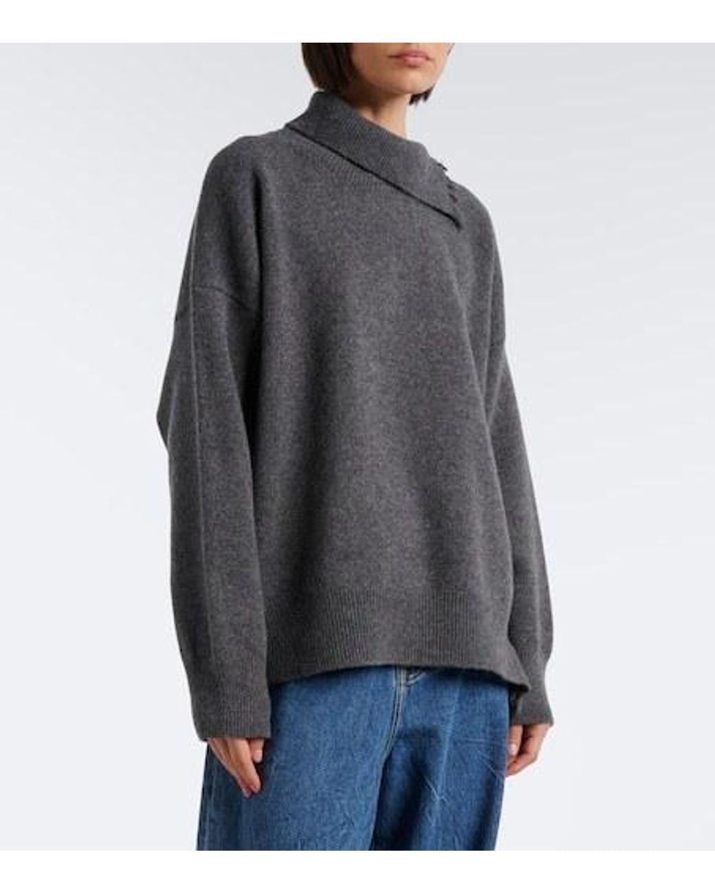 Rohe Gray Distressed Wool-Blend Sweater