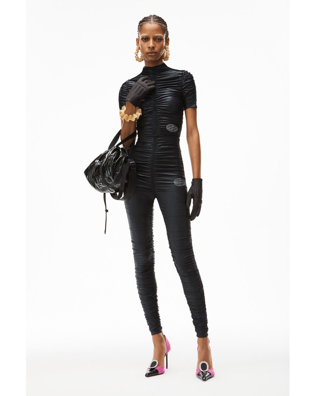 Alexander Wang Black High-Rise Logo Print Leggings
