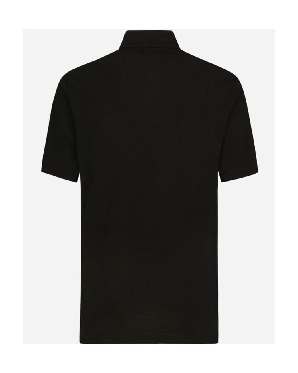 Dolce & Gabbana Black Embroidery Piquet Polo for men
