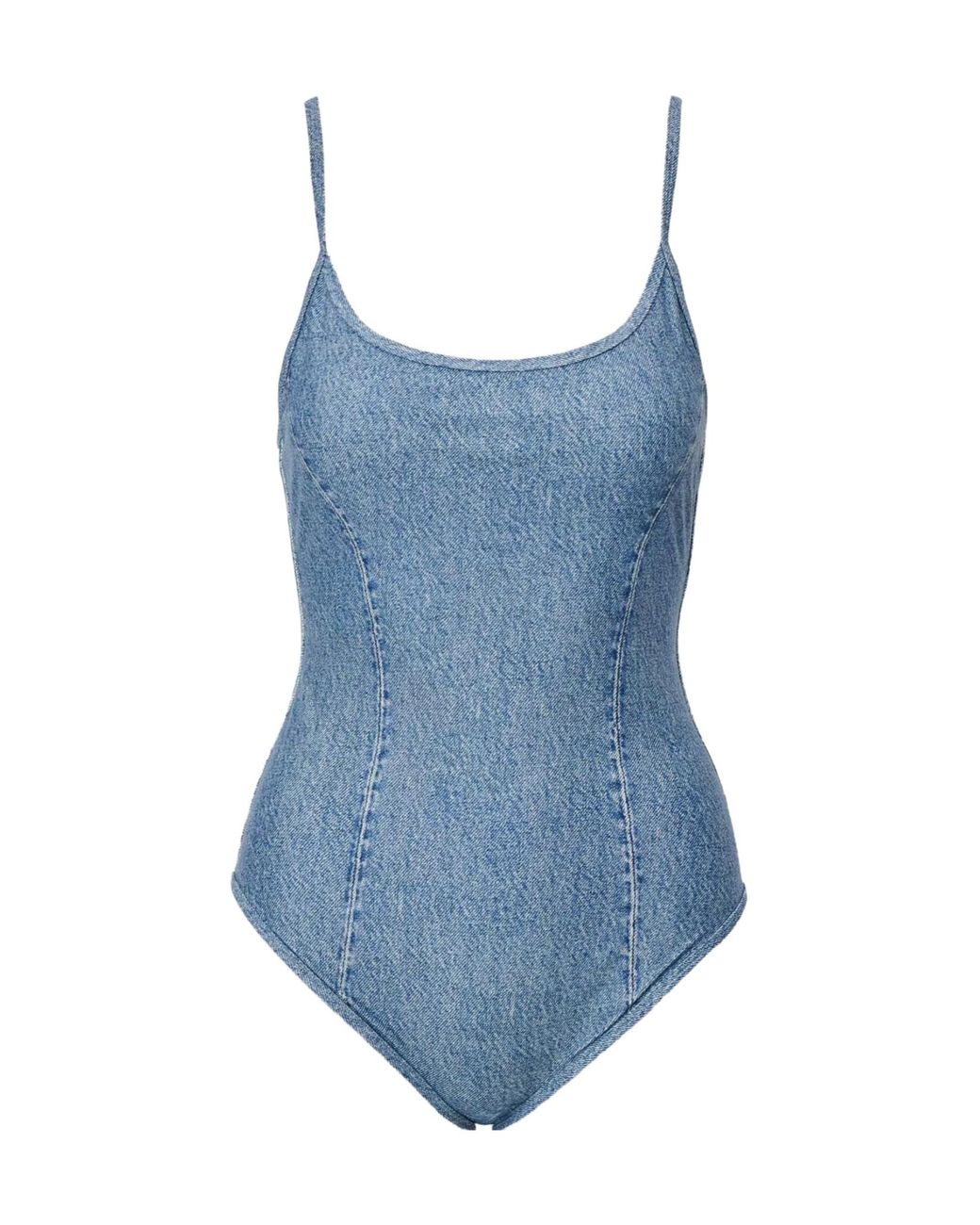 Rag & Bone Blue Thin-Strapped One-Piece Swimsuit