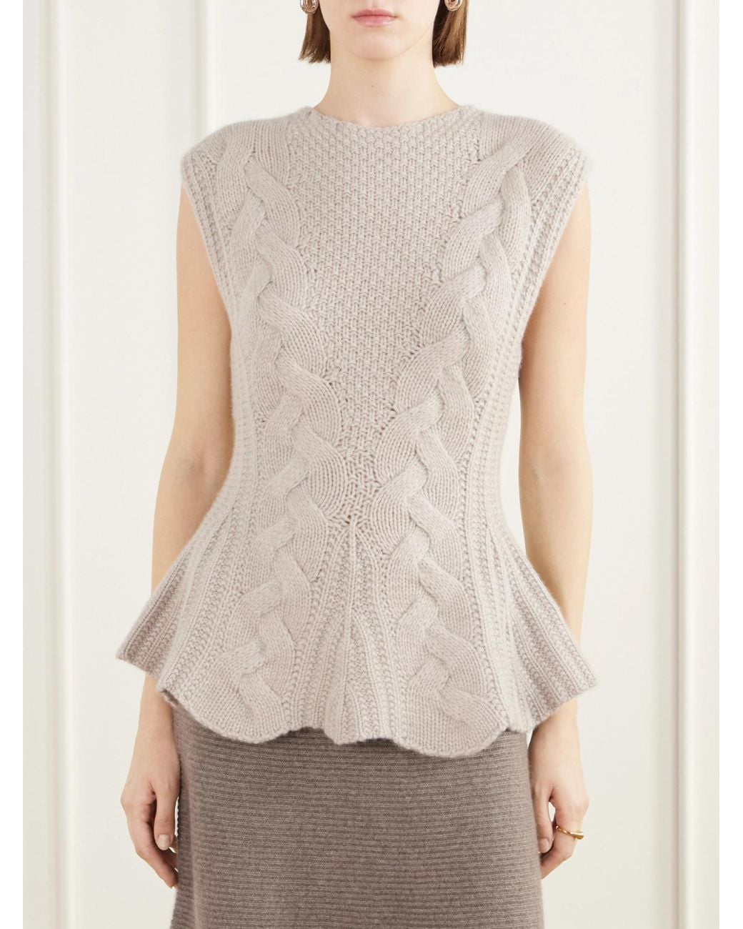 Lisa Yang Natural Cable-Knit Cashmere Top