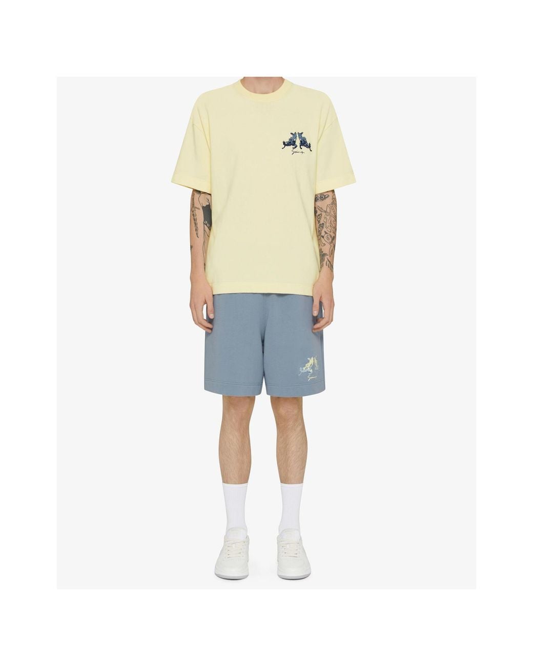 Givenchy Blue Logo Embroidered Bermuda Shorts for men