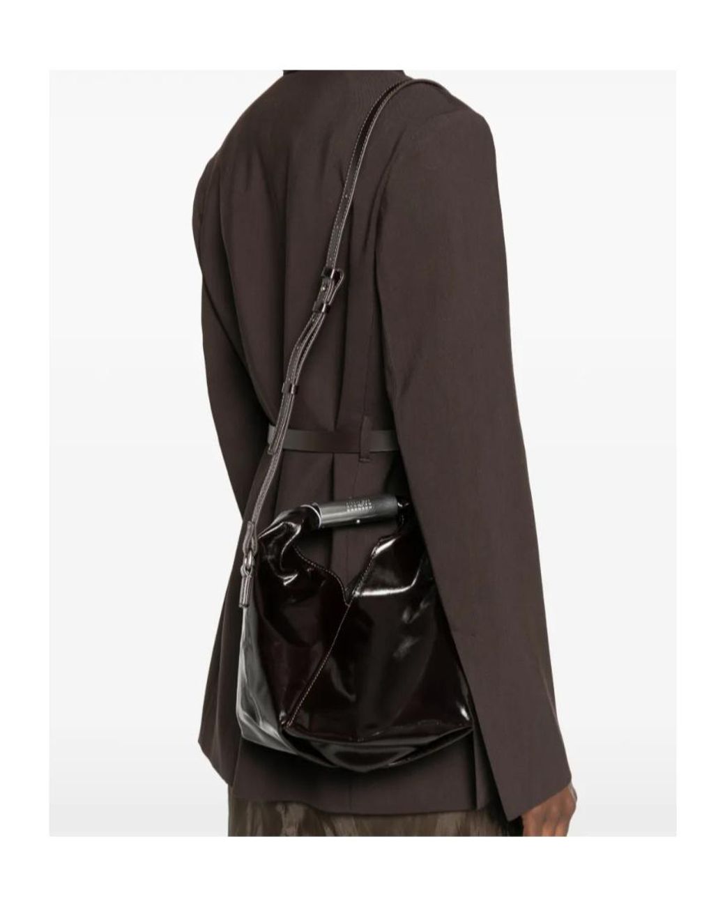 MM6 by Maison Margiela Black Foldover Top Shoulder Bag
