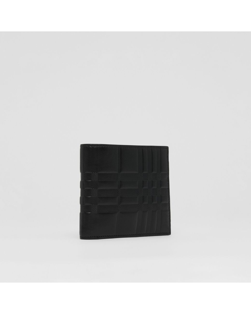 Burberry Black International Embossed Check Leather Wallet for men