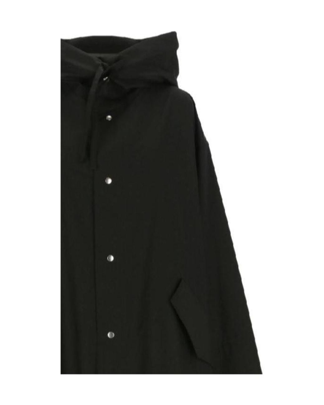 Jil Sander Black Logo Printed Drawstring Coat