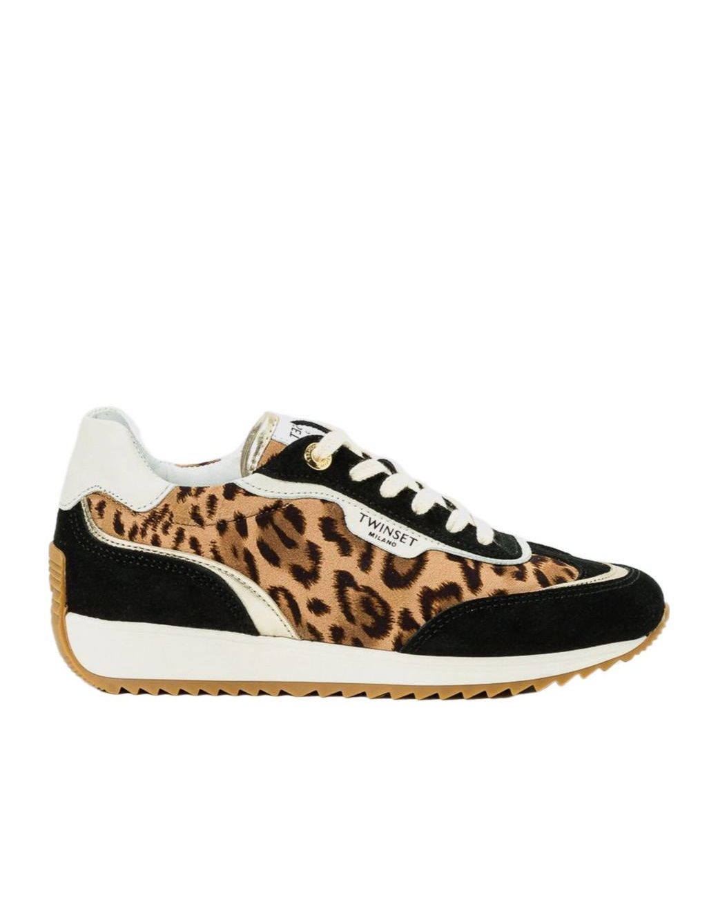 Twinset Black Leopard-Print Sneakers