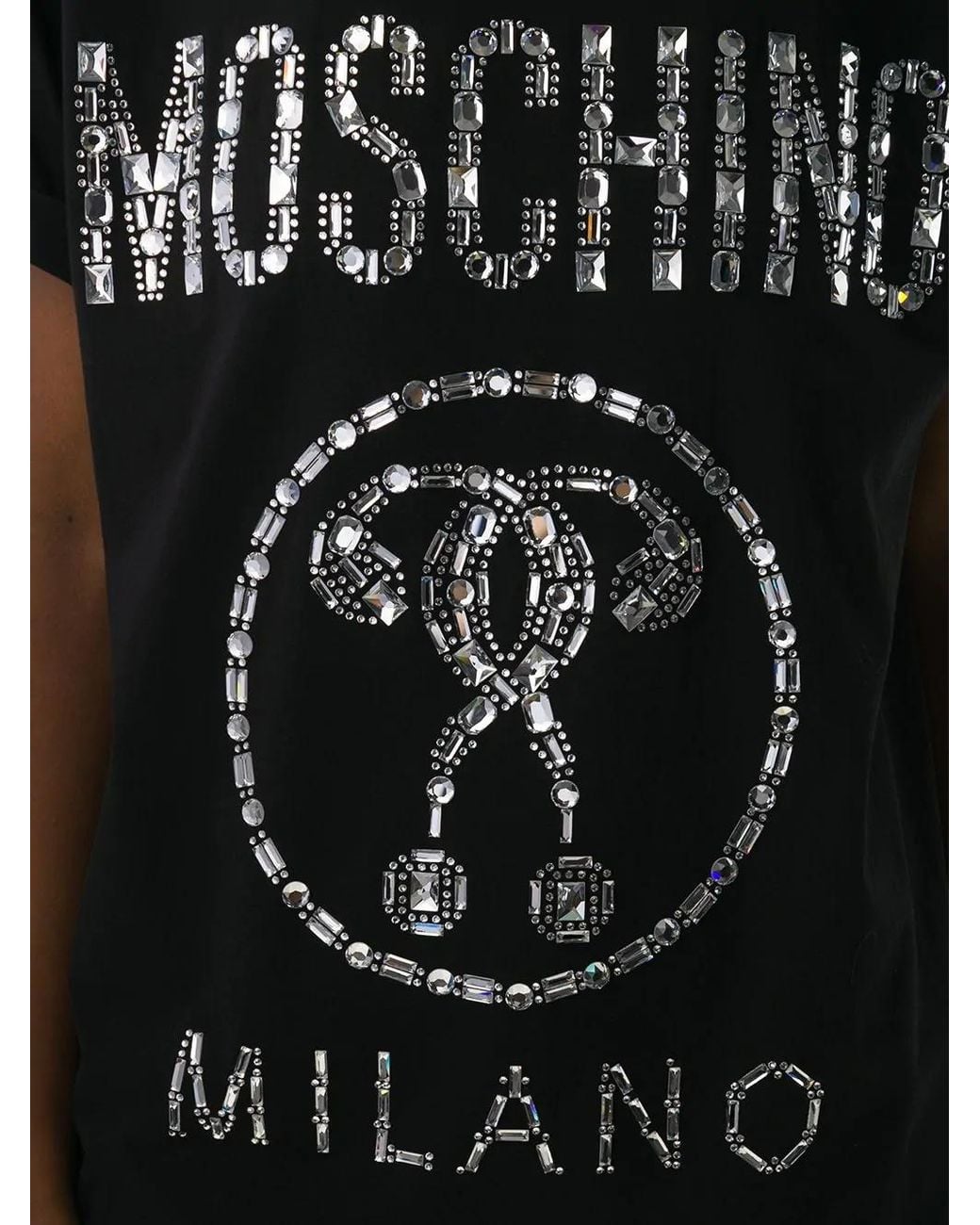Moschino Black Logo Rhinestone T-Shirt