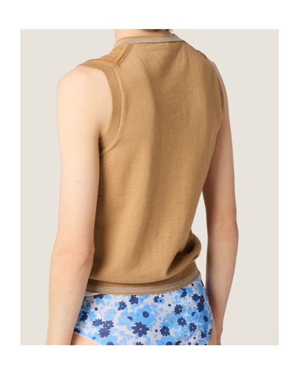 Miu Miu Natural Wool And Suede Vest
