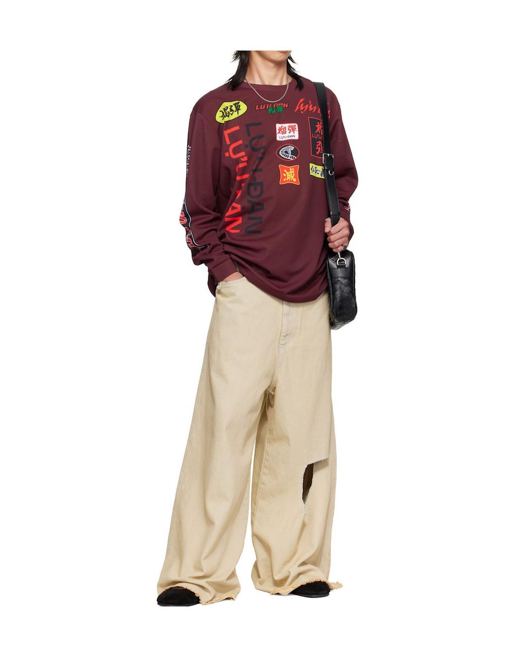 Lu'u Dan Red Oversized Long-Sleeved T-Shirt for men
