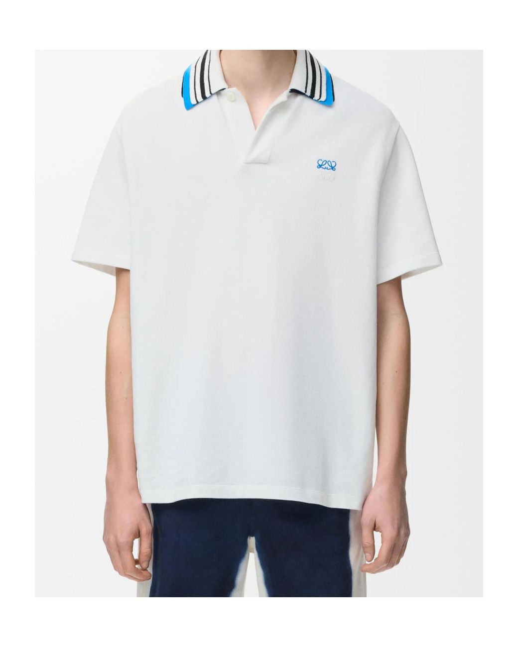 Loewe White Side Slits Polo Shirt for men