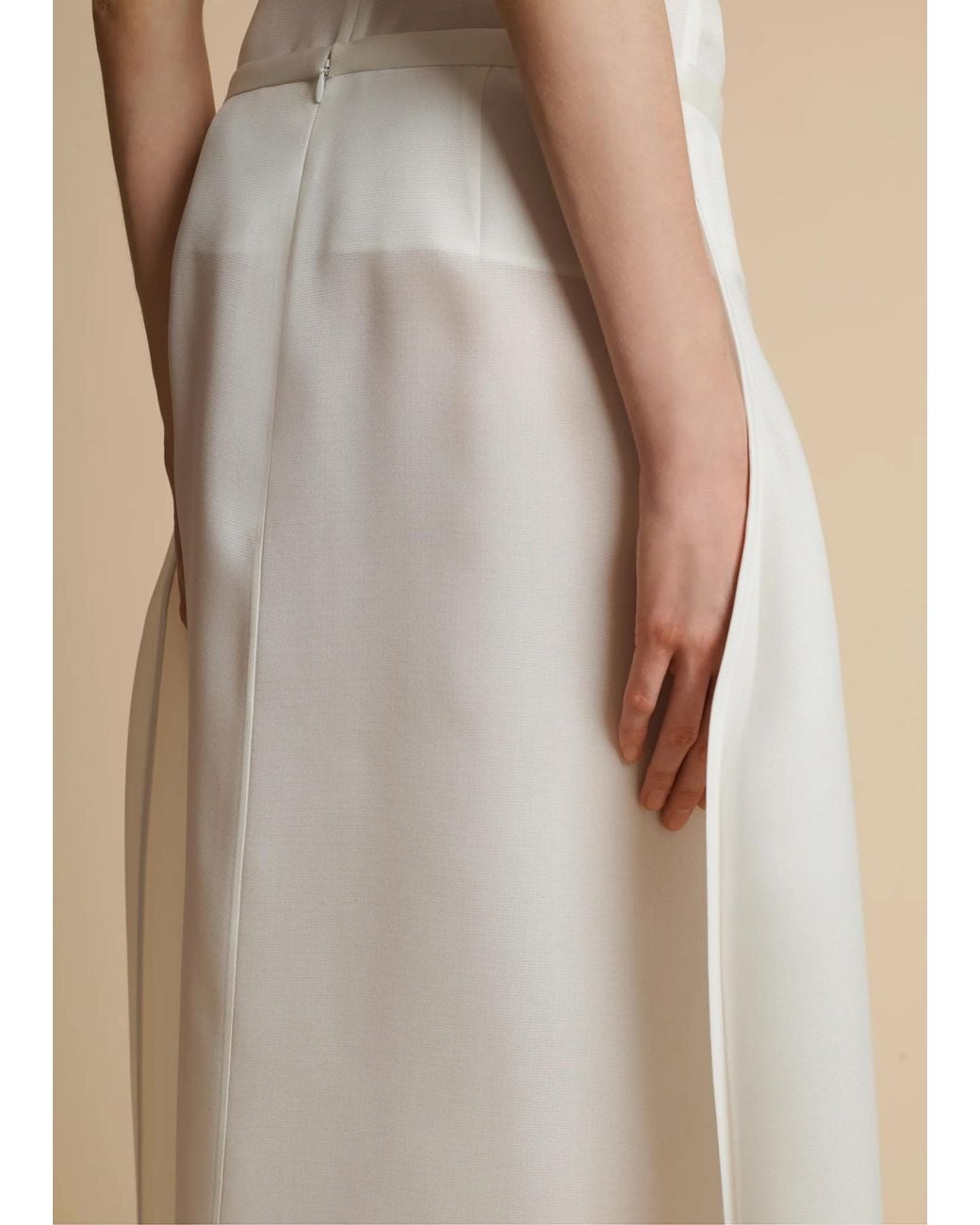 Khaite White Flanged Detail Skirt