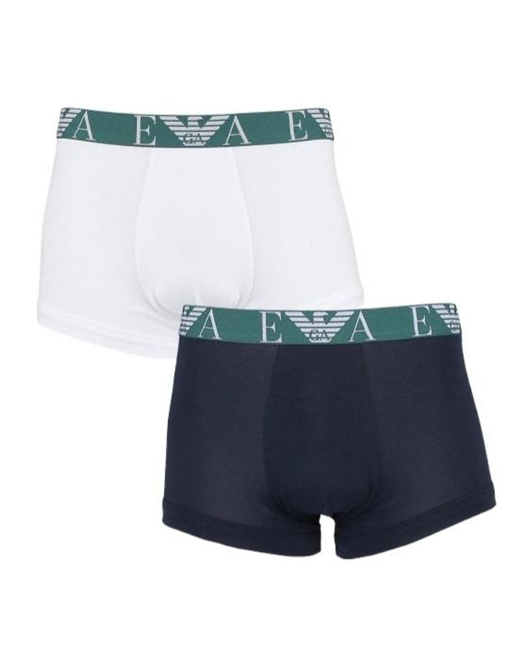 Emporio Armani Blue Elastic Waist Boxer Briefs 2-Pack for men