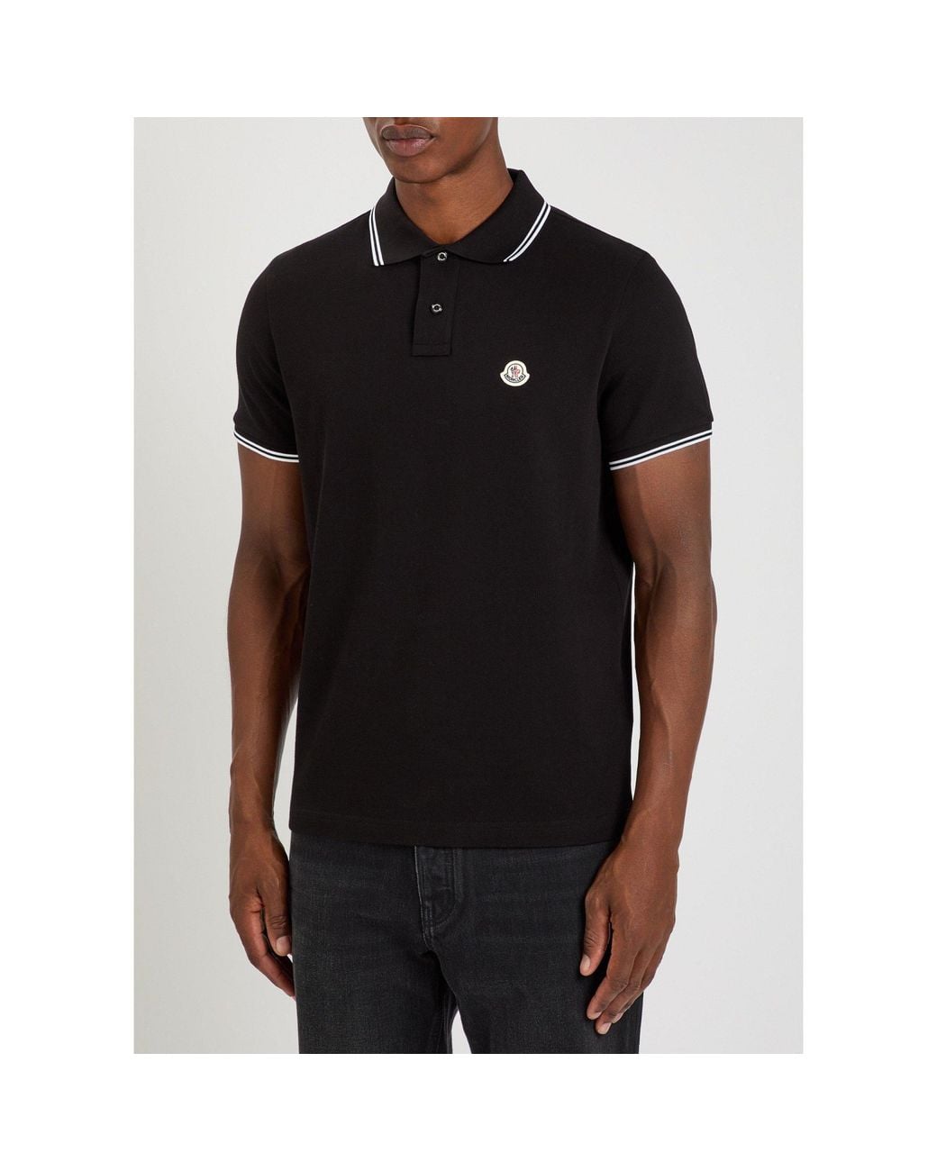 Moncler Black Short-Sleeved Polo Shirt for men