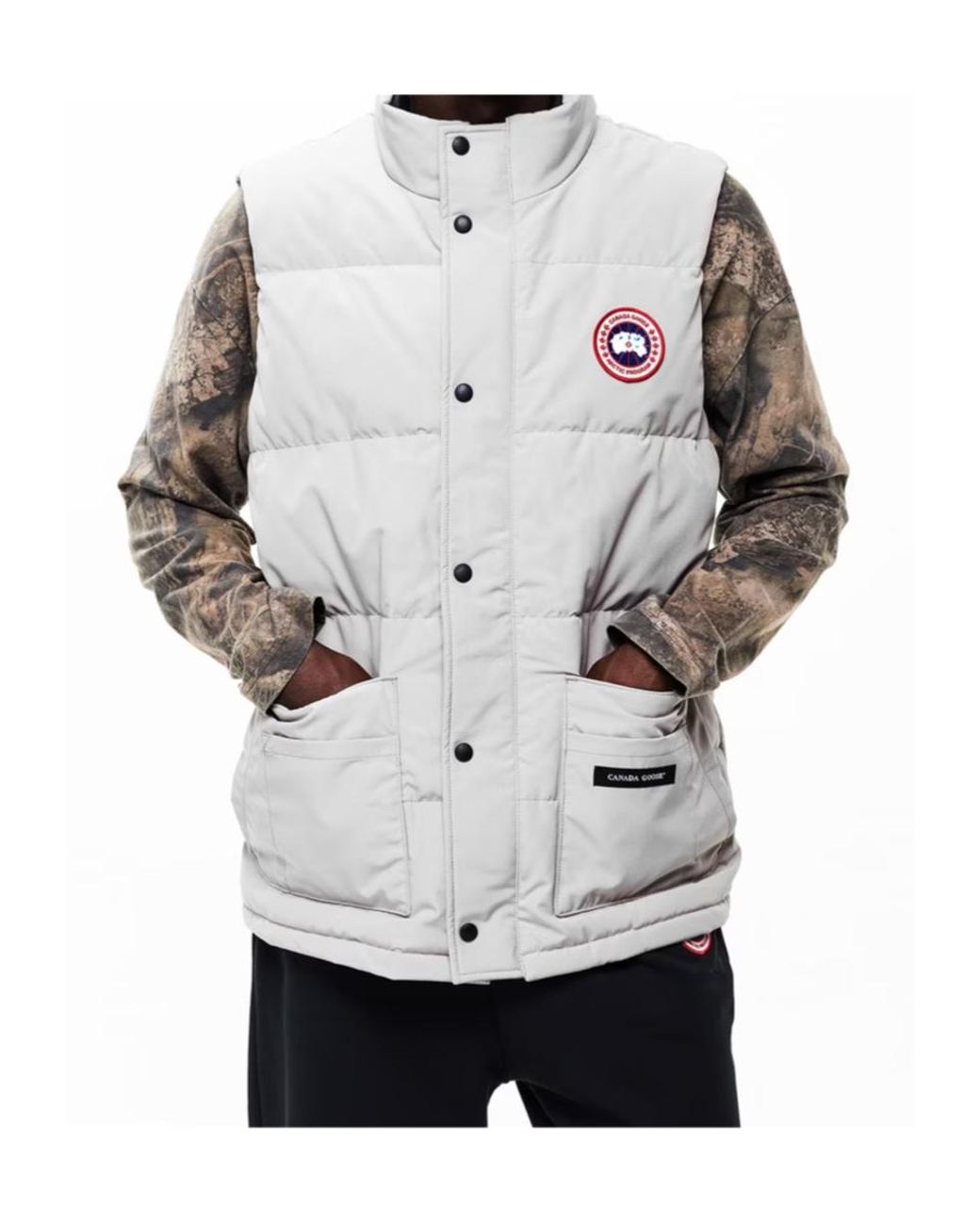 Canada Goose Gray Down Vest With Logo Patch for men