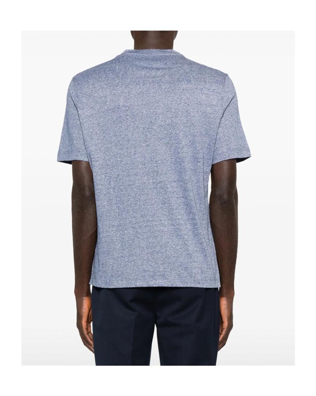 Brunello Cucinelli Blue Melange Crewneck T-Shirt for men