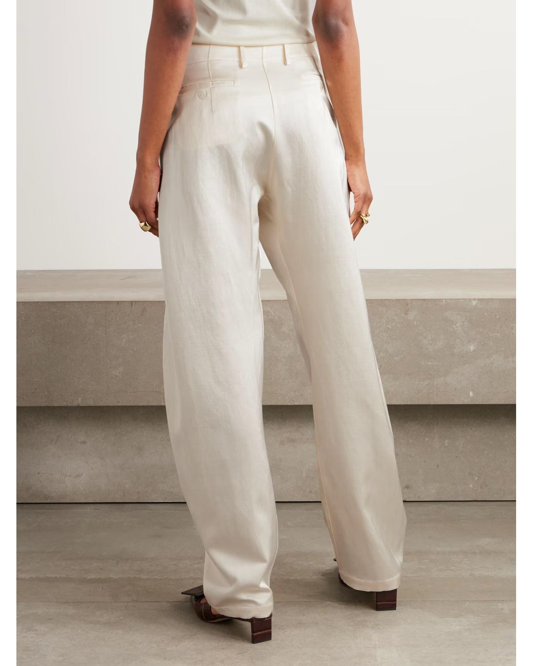 Magda Butrym White Low Waist Relaxed Trousers