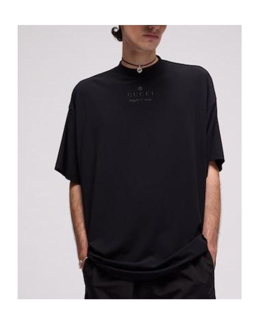 Gucci Black Logo Detailed Crewneck T-Shirt for men