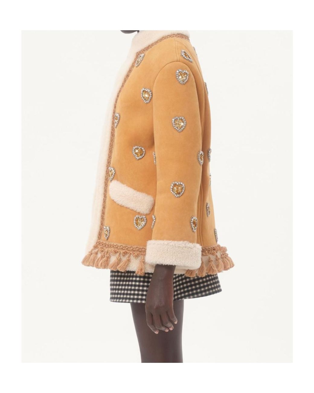 Valentino Natural Embroidered Heart Embellished Coat