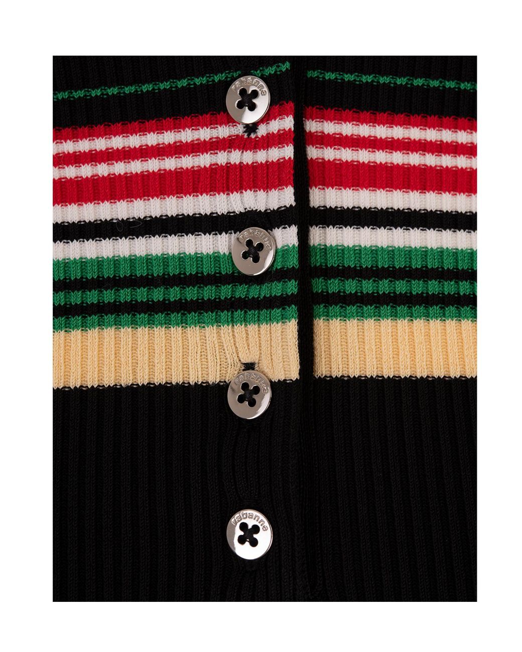Rabanne Black Striped Knitted Polo Top