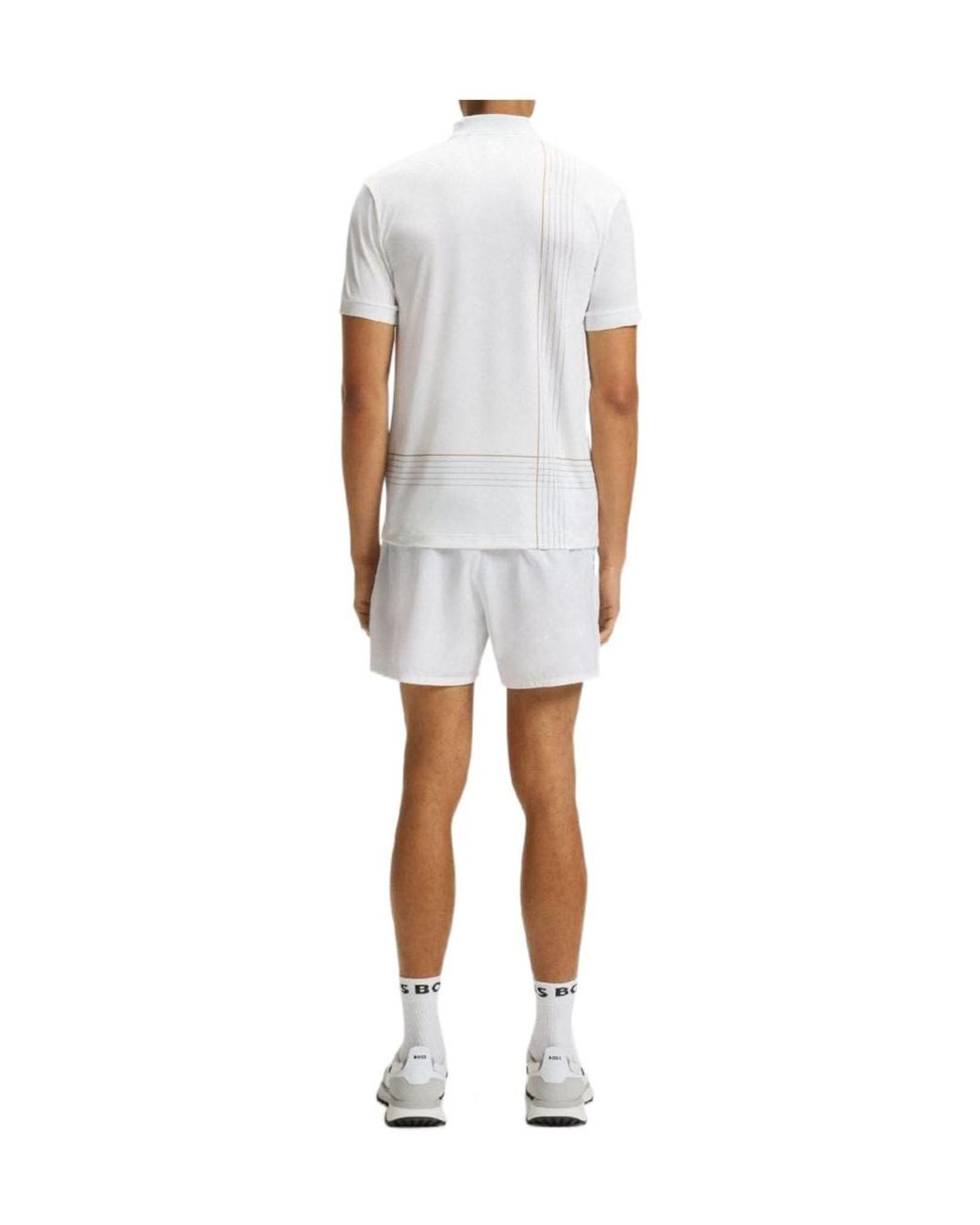 Boss White Active Quick Dry Polo Shirt With Check Artwork for men