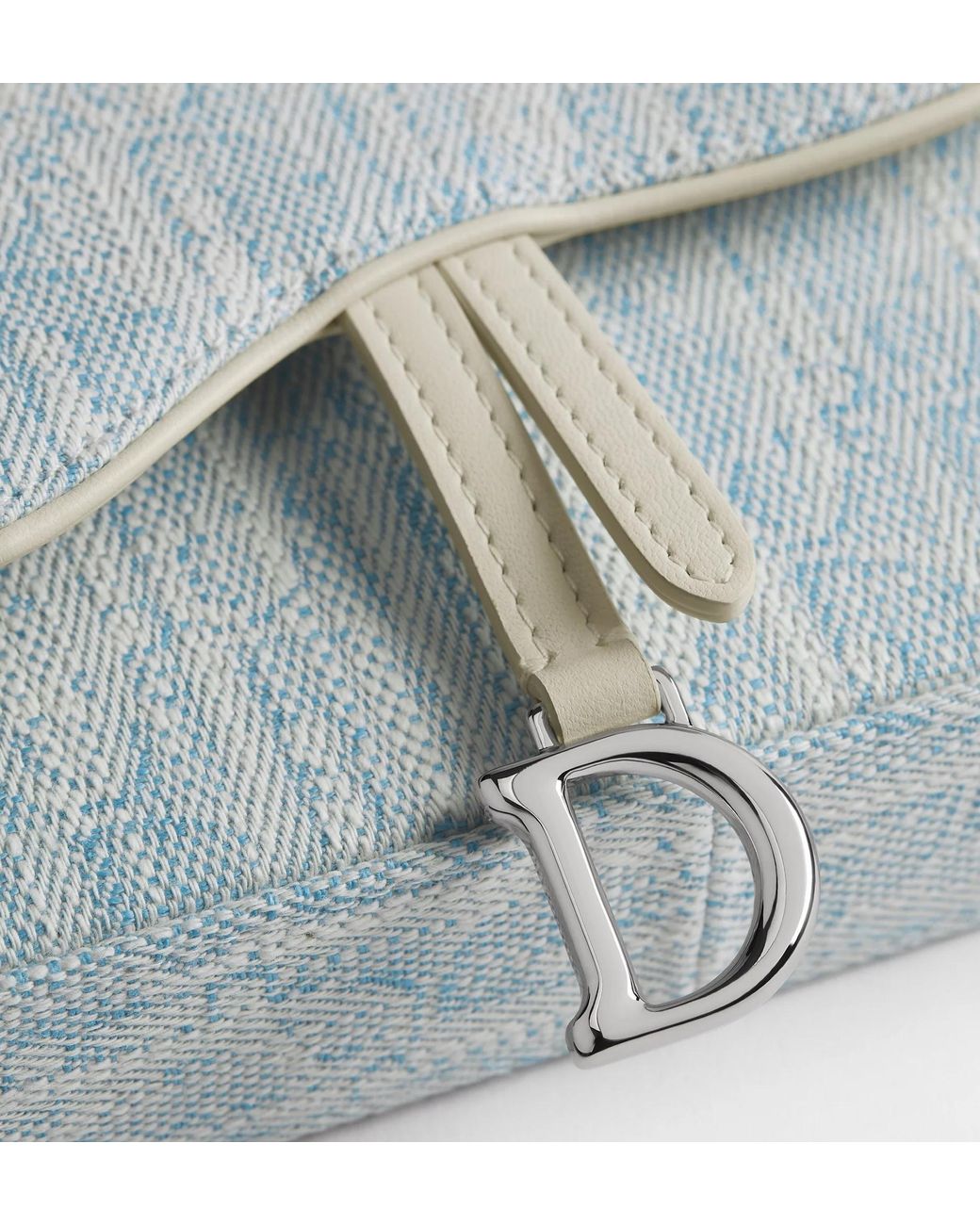 Dior Blue Medium Saddle Pouch With Chain
