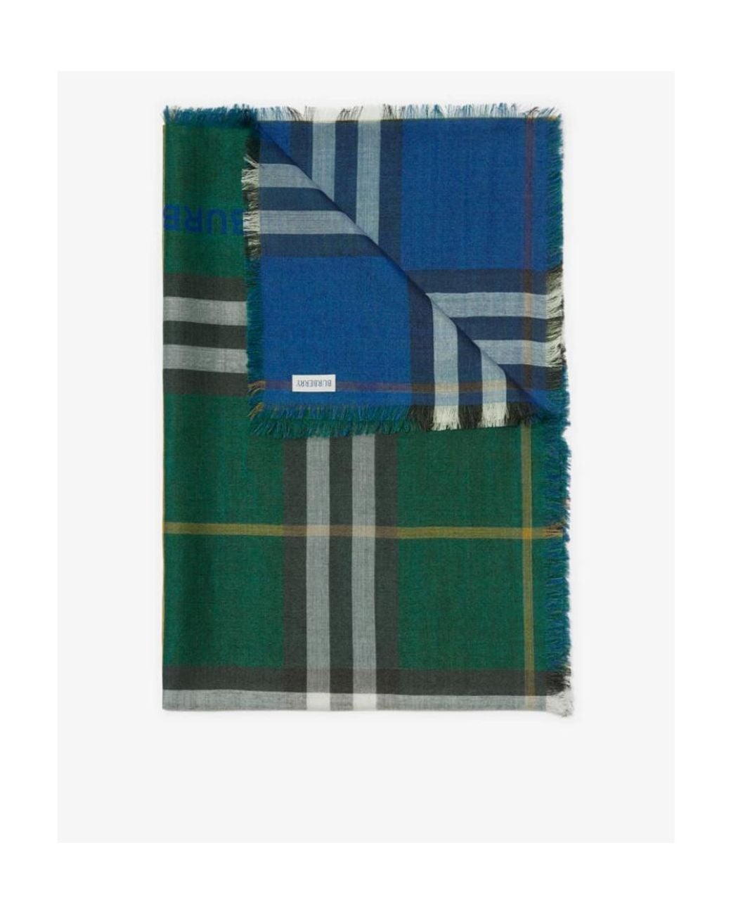 Burberry Green Vintage-Check Frayed-Edge Scarf for men
