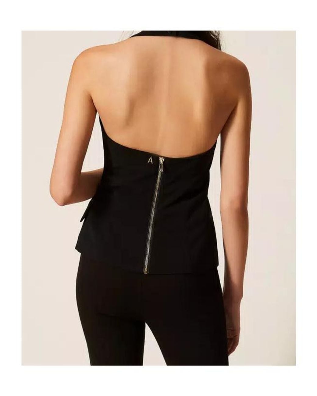 Twinset Black Logo Button Vest
