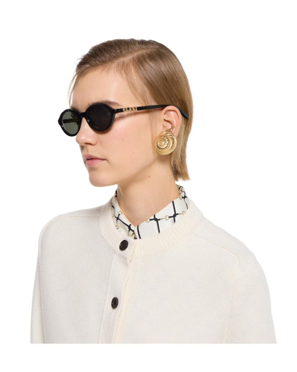 Gucci White Eyewear Round Frame Sunglasses
