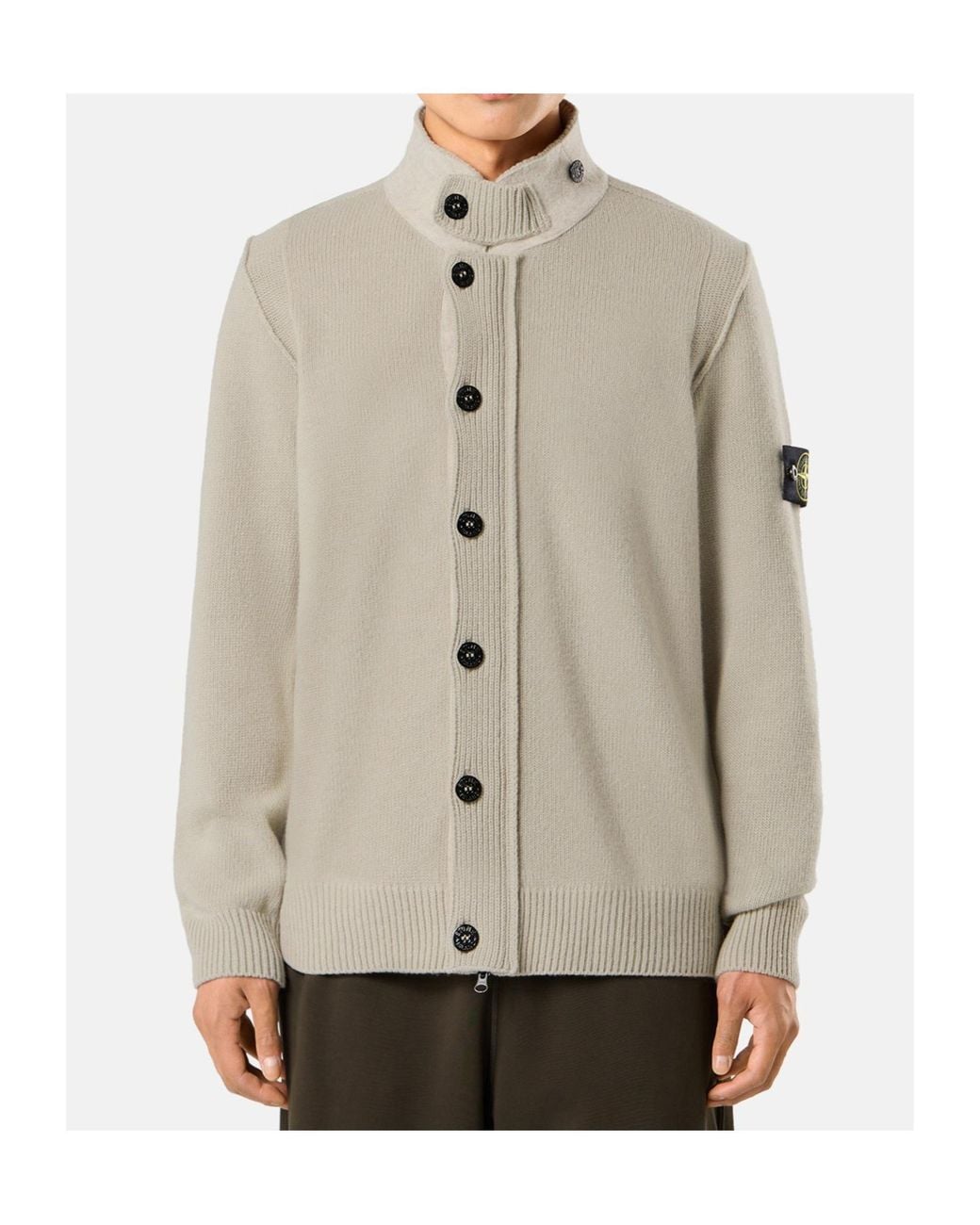 Stone Island Natural Logo Patch Buttoned Cardigan for men