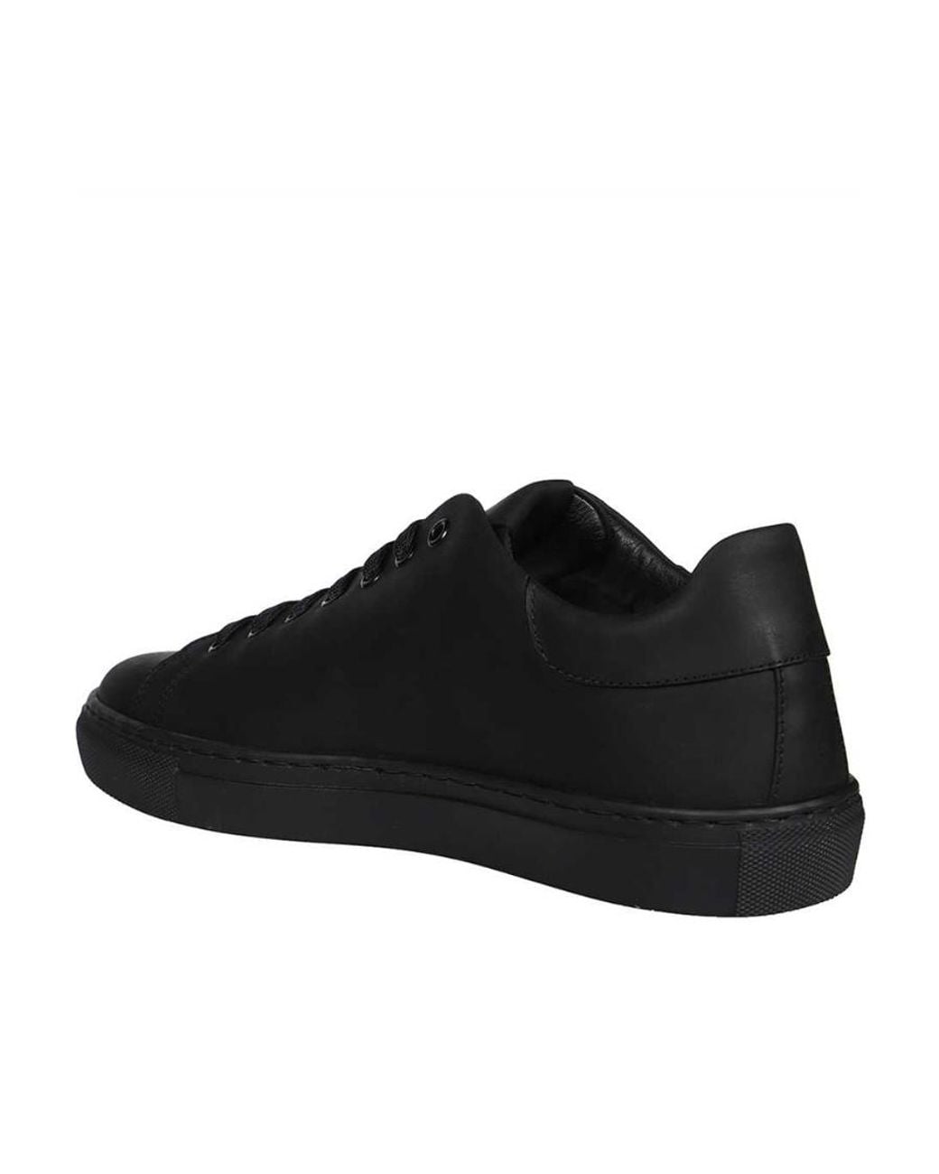 Moschino Black Logo-Plaque Leather Sneakers for men