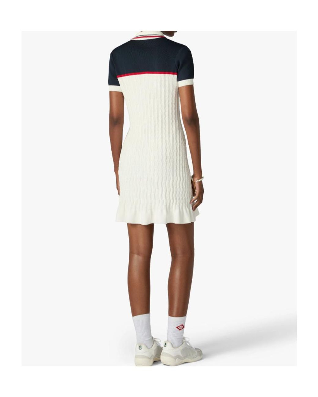 Casablanca White Cream Knit Tennis Polo Mini Dress