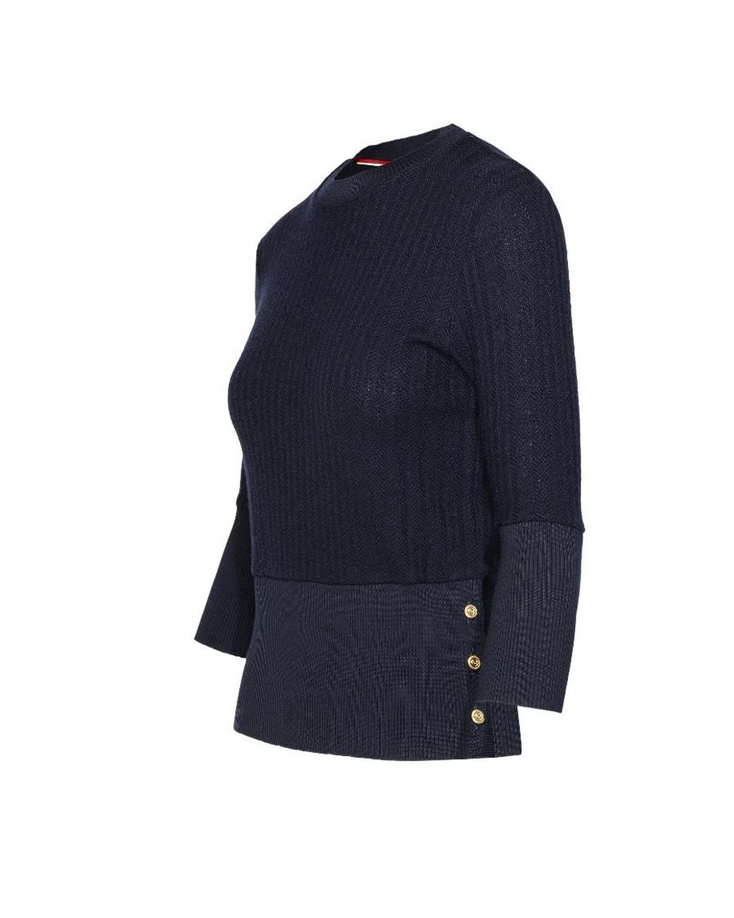 Thom Browne Blue Crewneck Straight Hem Jumper