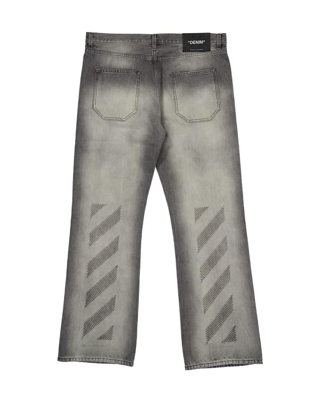 Off-White c/o Virgil Abloh Gray Diagonal Embroidery Slim Relaxed Jeans for men