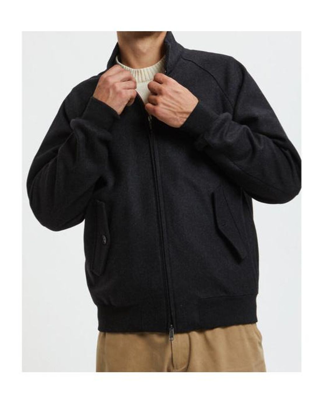 Baracuta Black G9 Melton Zip Bomber Jacket for men