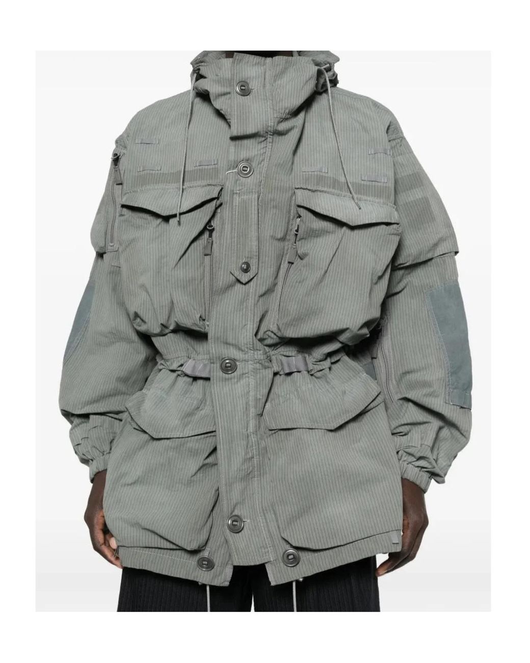 Maison Margiela Gray Striped Pocket Coat for men