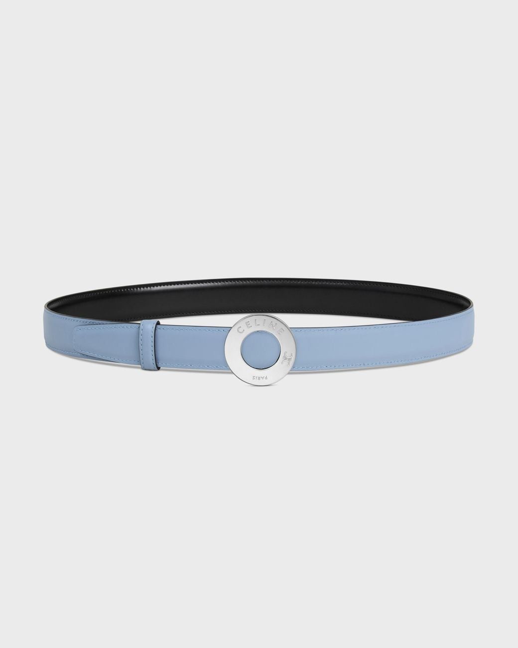 Céline White 25Mm Double-Sided Leather Belt With Disc Buckle