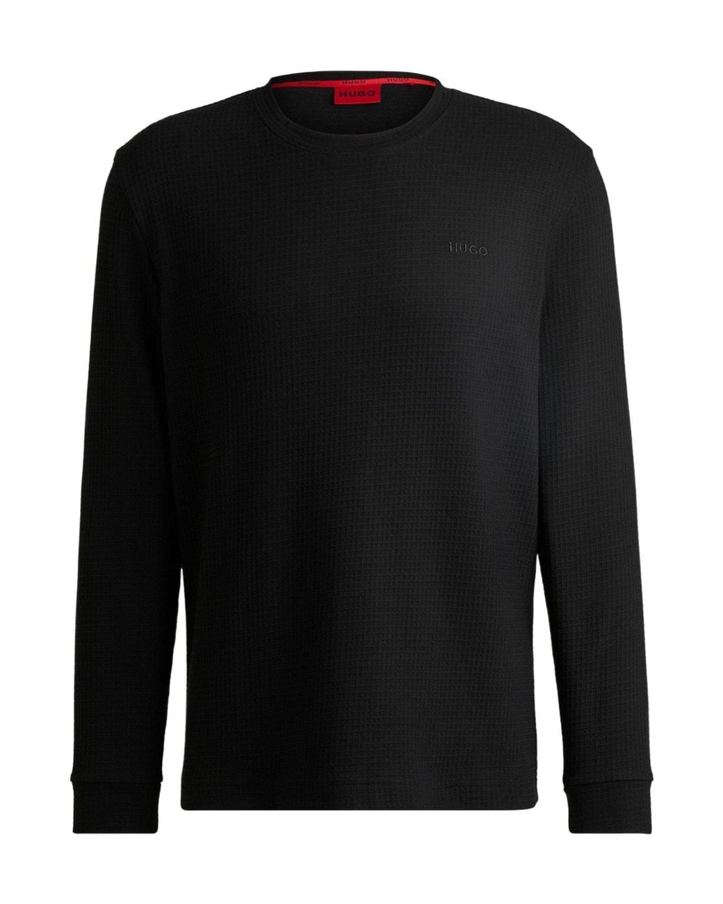 Boss Black Waffle Knit Long Sleeve Top for men